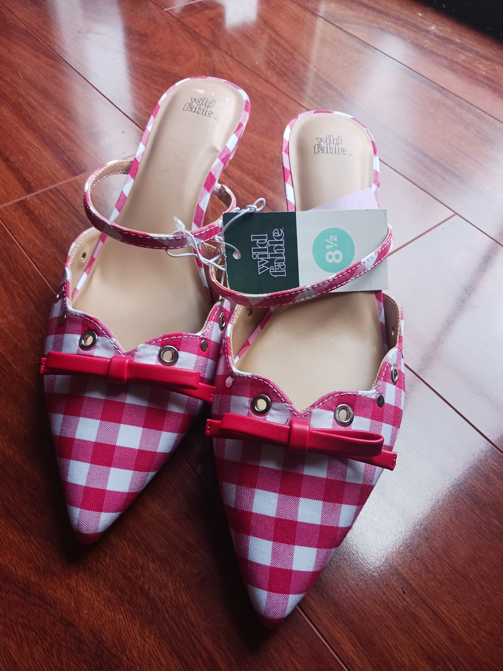 Wild Fable Red Gingham Bow Pointed Mule - Women